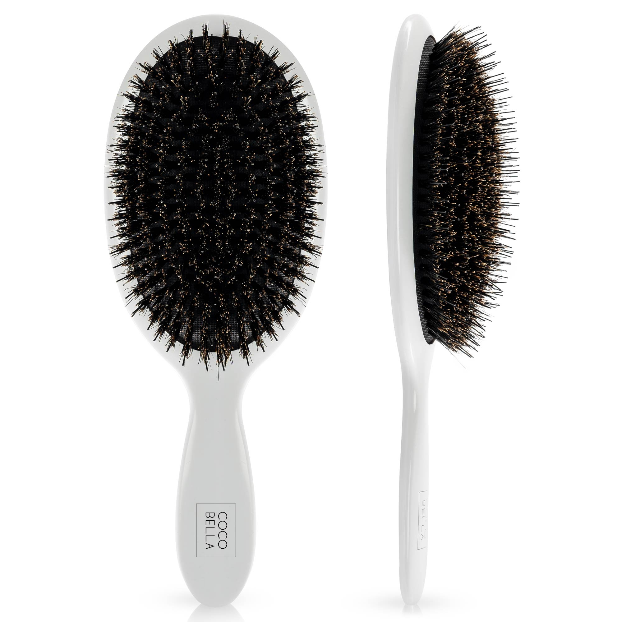 Mixed Nylon & Boar Bristle Brush - White Gloss